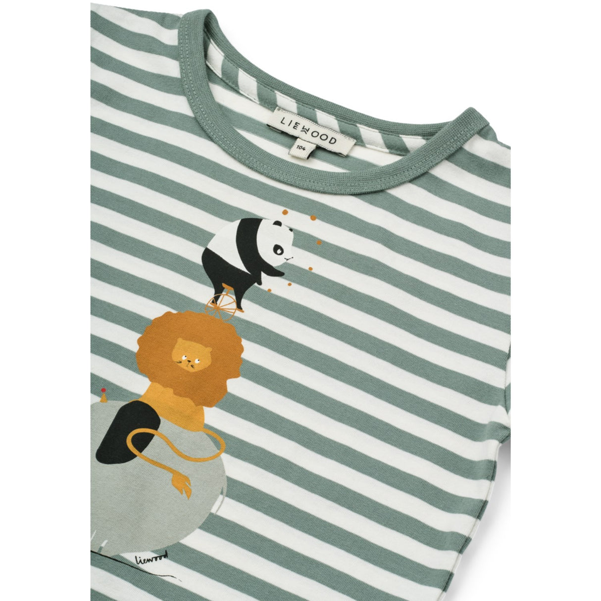 LIEWOOD Circus / Stripe Peppermint / Creme De La Creme Apia Placement Shortsleeve T-Skjorte