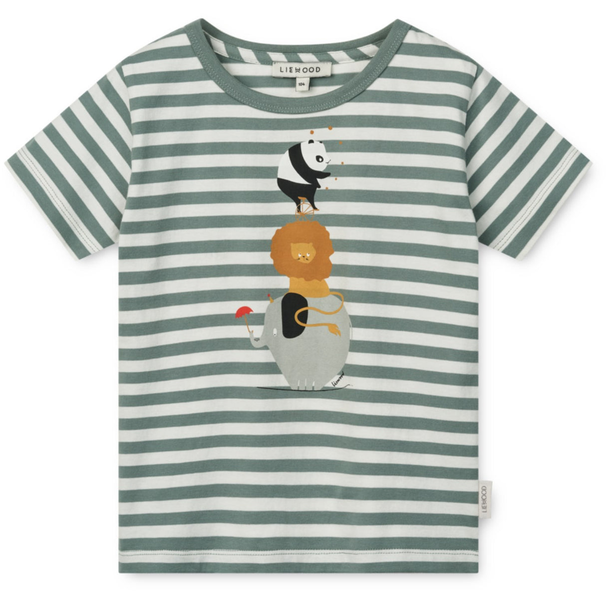 LIEWOOD Circus / Stripe Peppermint / Creme De La Creme Apia Placement Shortsleeve T-Skjorte