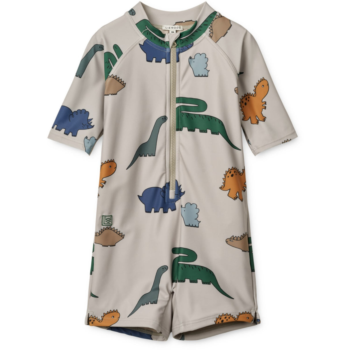LIEWOOD Dinosaurs / Mist Max Printed Shortsleeve Swim Buksedrakt