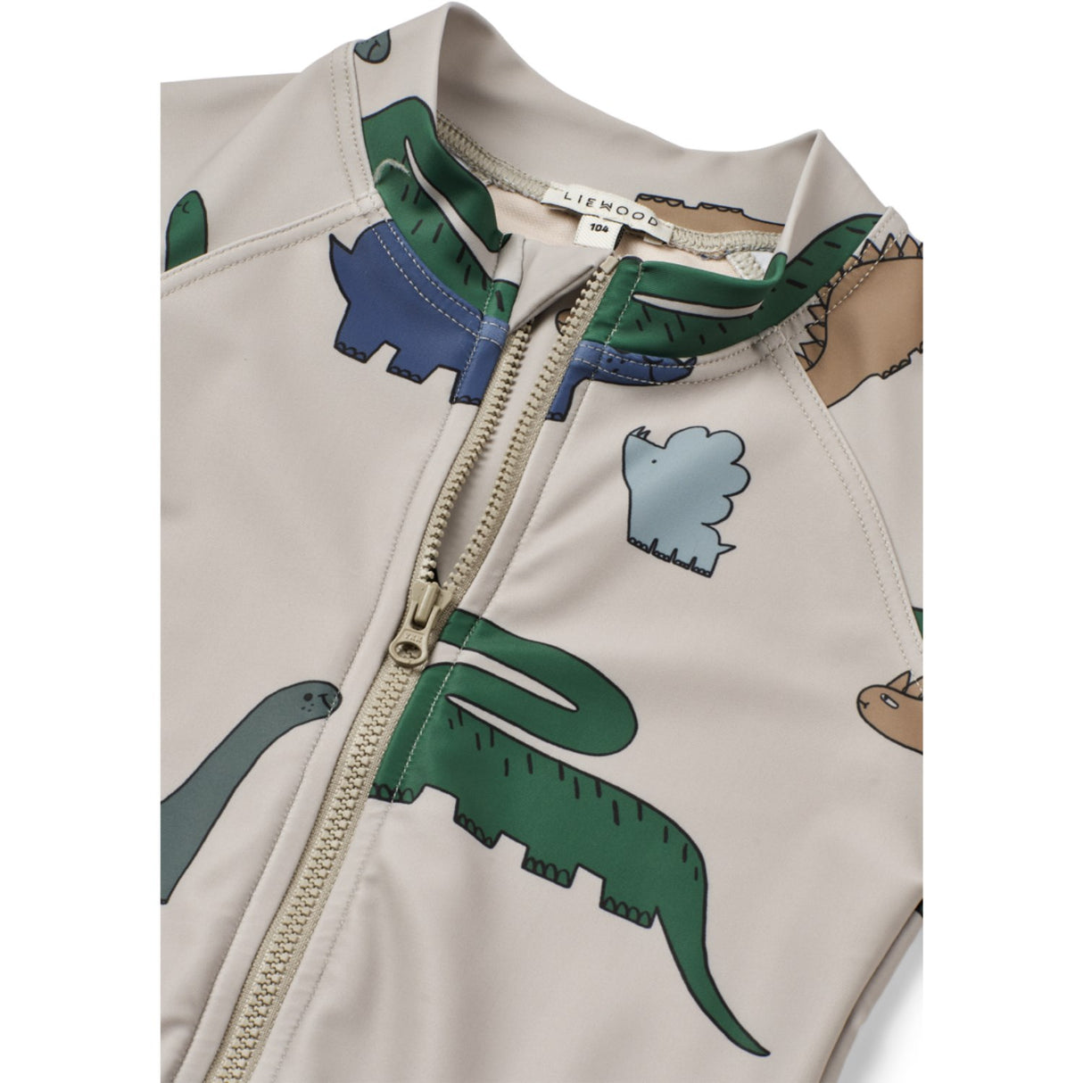 LIEWOOD Dinosaurs / Mist Max Printed Shortsleeve Swim Buksedrakt