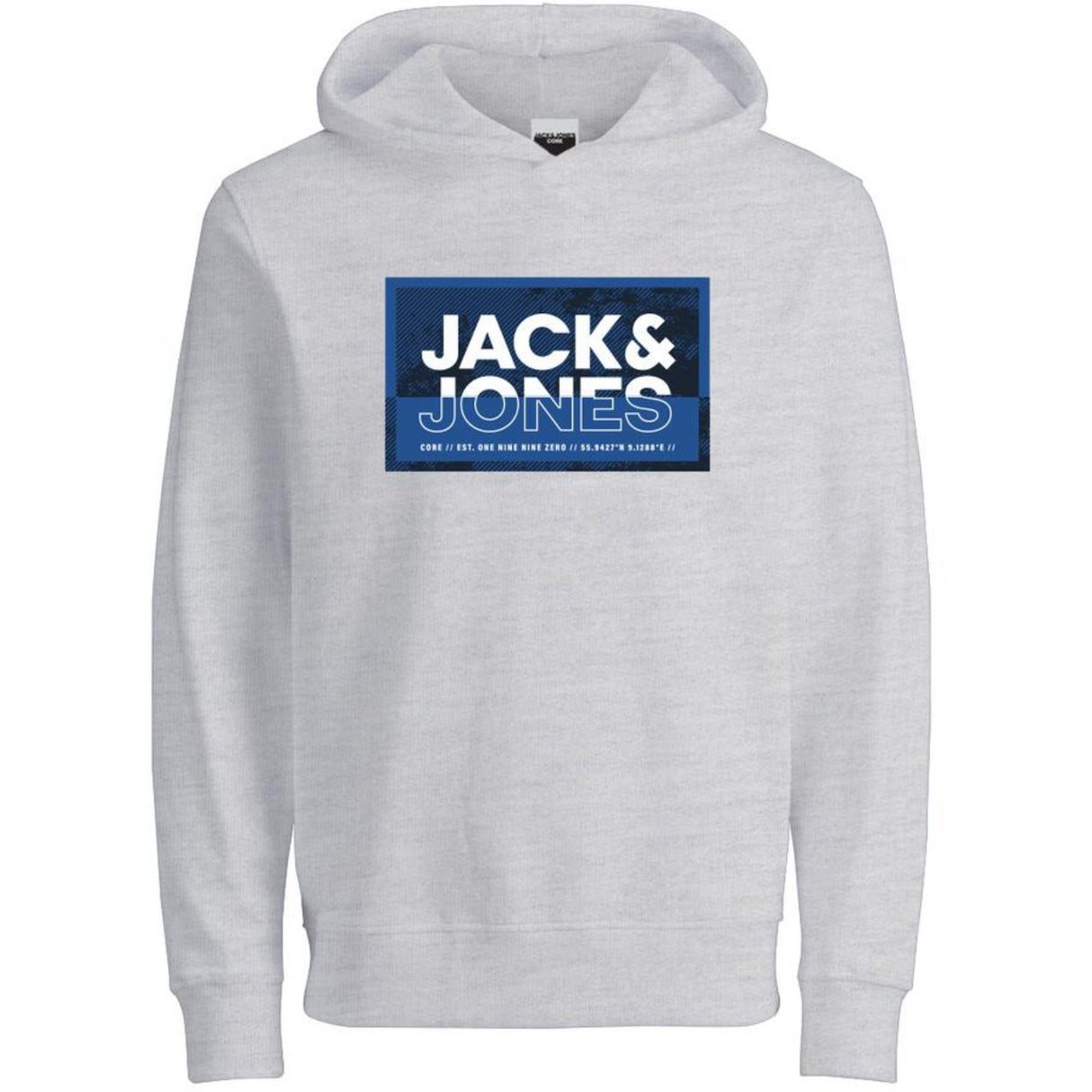 Jack & Jones Junior White Melange Cologan Print Sweat Hettegenser