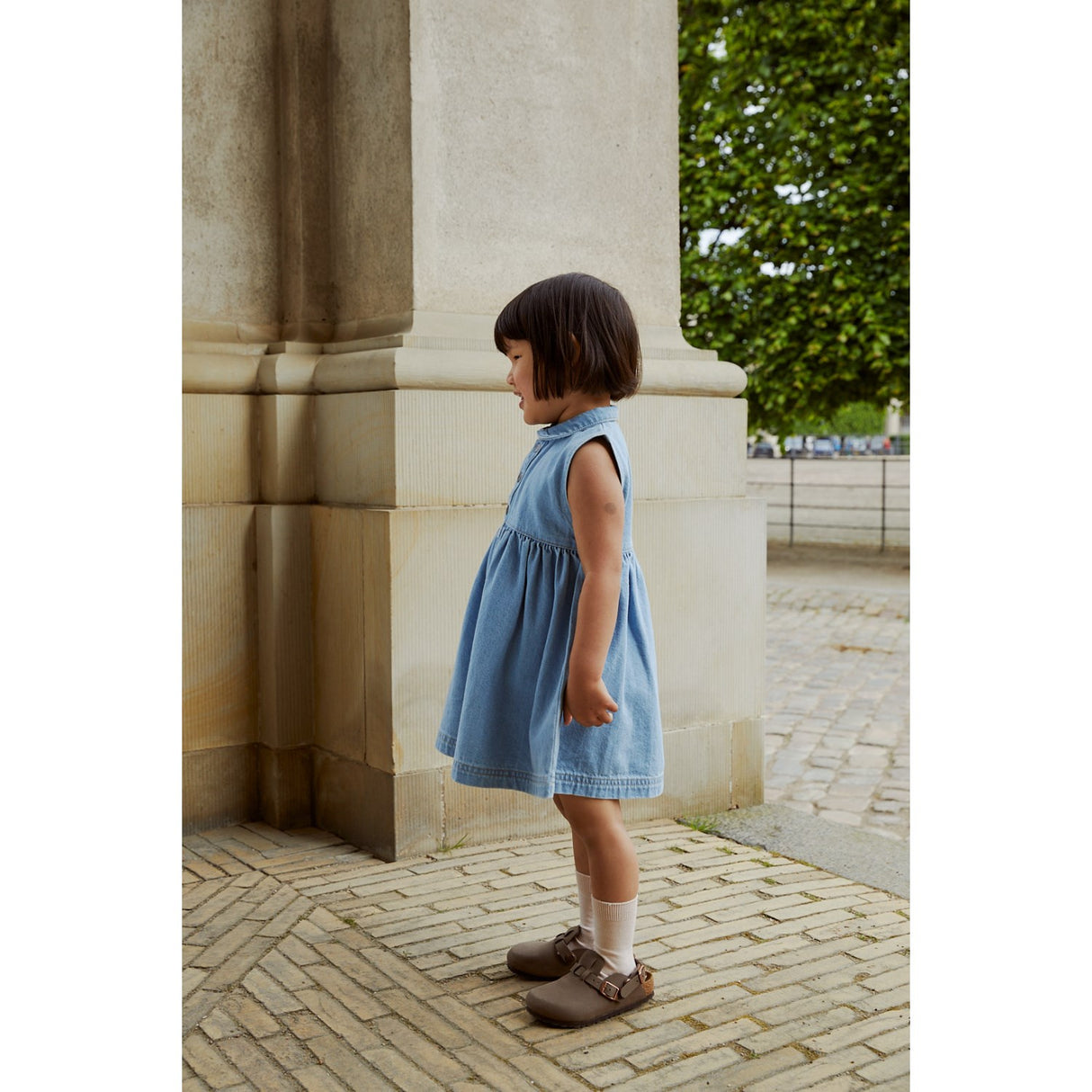 COPENHAGEN COLORS Super Lt Blue Indigo Washed Organic Denim Kjole m. Halsbånd