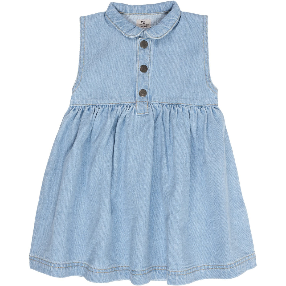 COPENHAGEN COLORS Super Lt Blue Indigo Washed Organic Denim Kjole m. Halsbånd