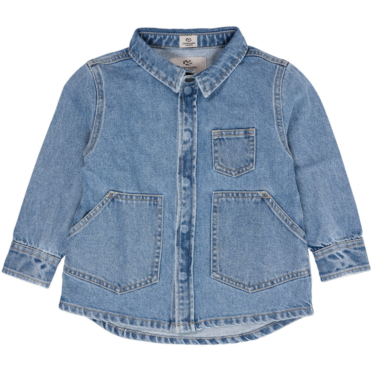 COPENHAGEN COLORS Lt Blue Indigo Washed Organic Jeans Jakke