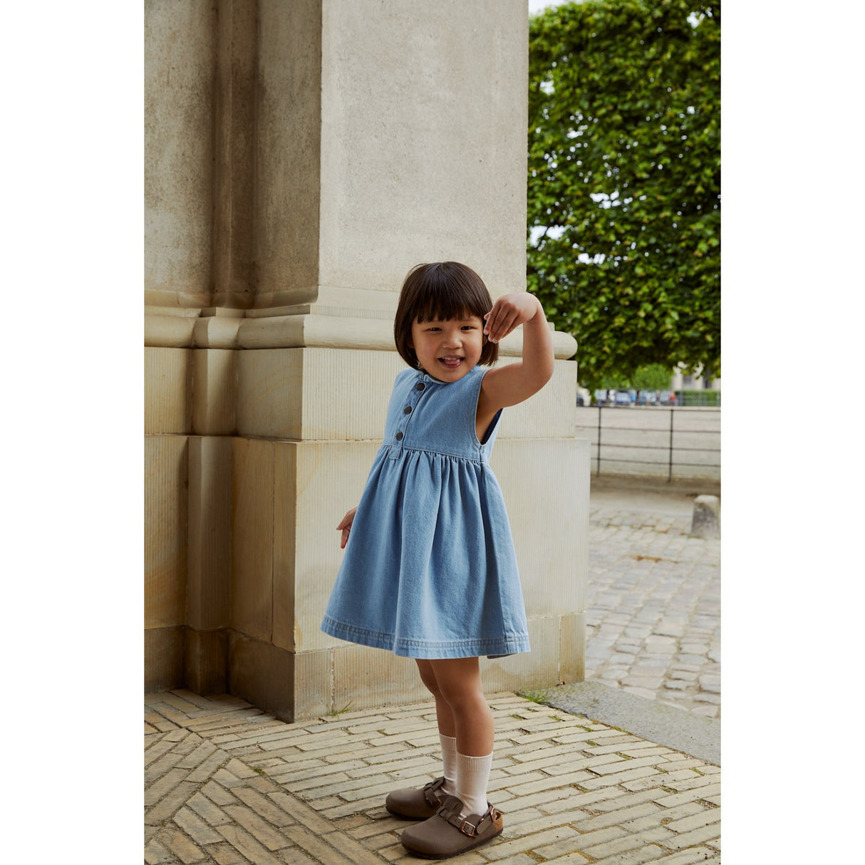 COPENHAGEN COLORS Super Lt Blue Indigo Washed Organic Denim Kjole m. Halsbånd