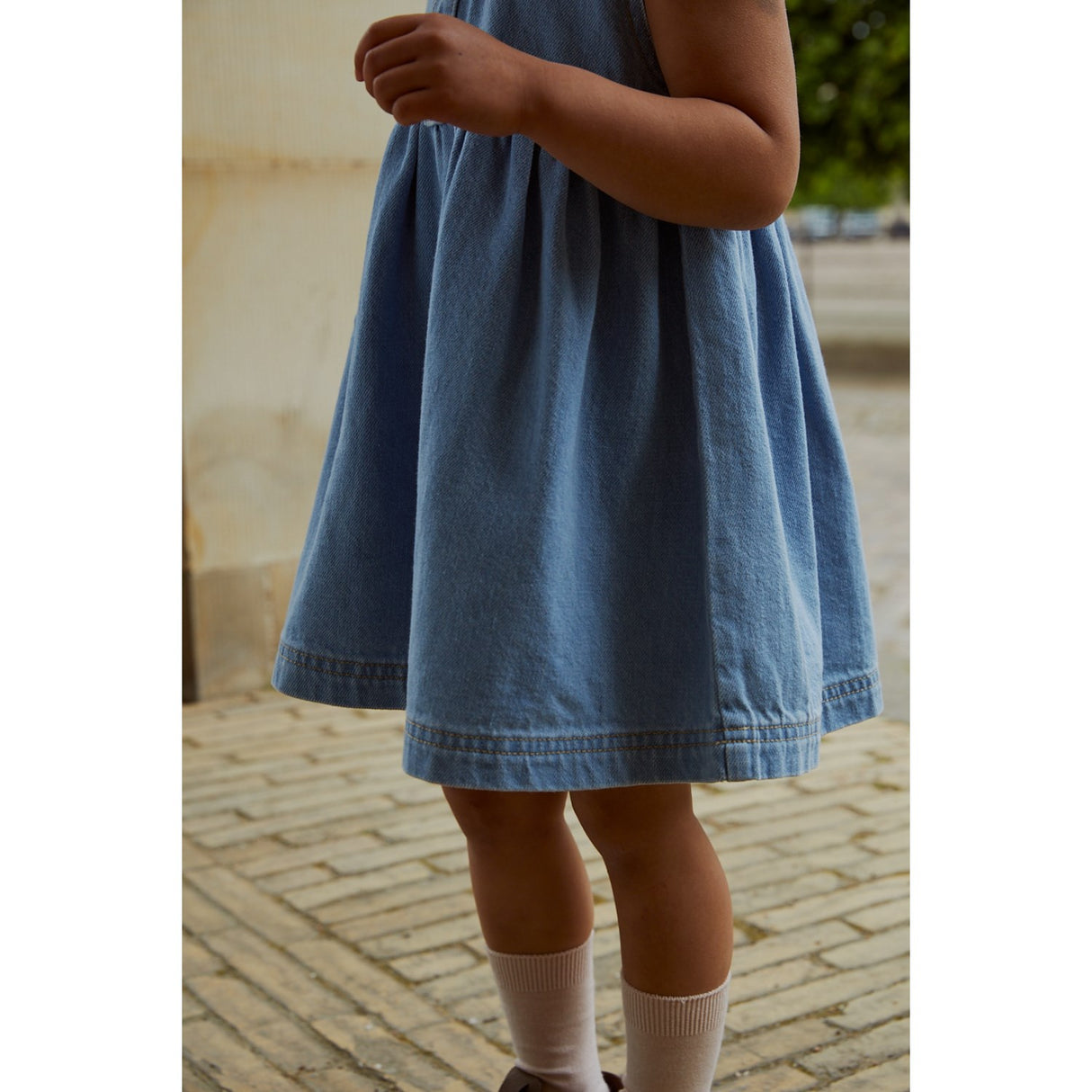 COPENHAGEN COLORS Super Lt Blue Indigo Washed Organic Denim Kjole m. Halsbånd