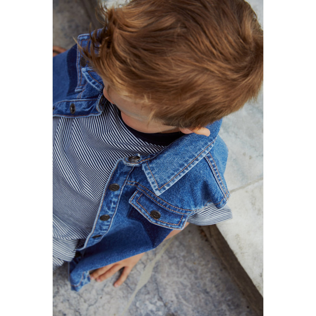 COPENHAGEN COLORS Indigo Blue Washed Organic Boyish Denim Vest