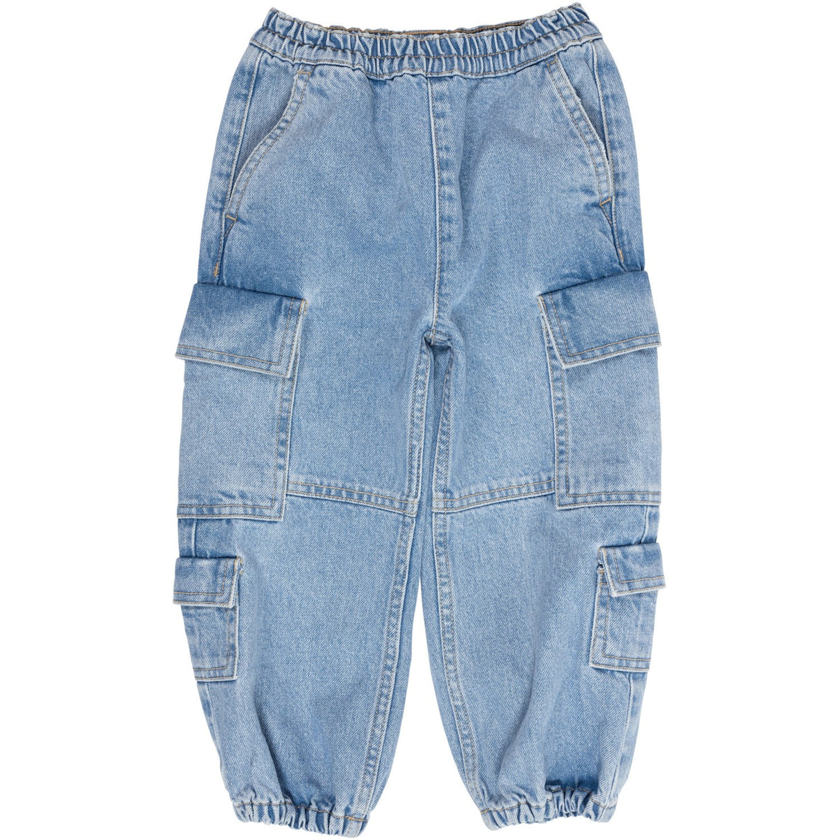 COPENHAGEN COLORS Lt Blue Indigo Washed Organic Cargo Denim Bukser