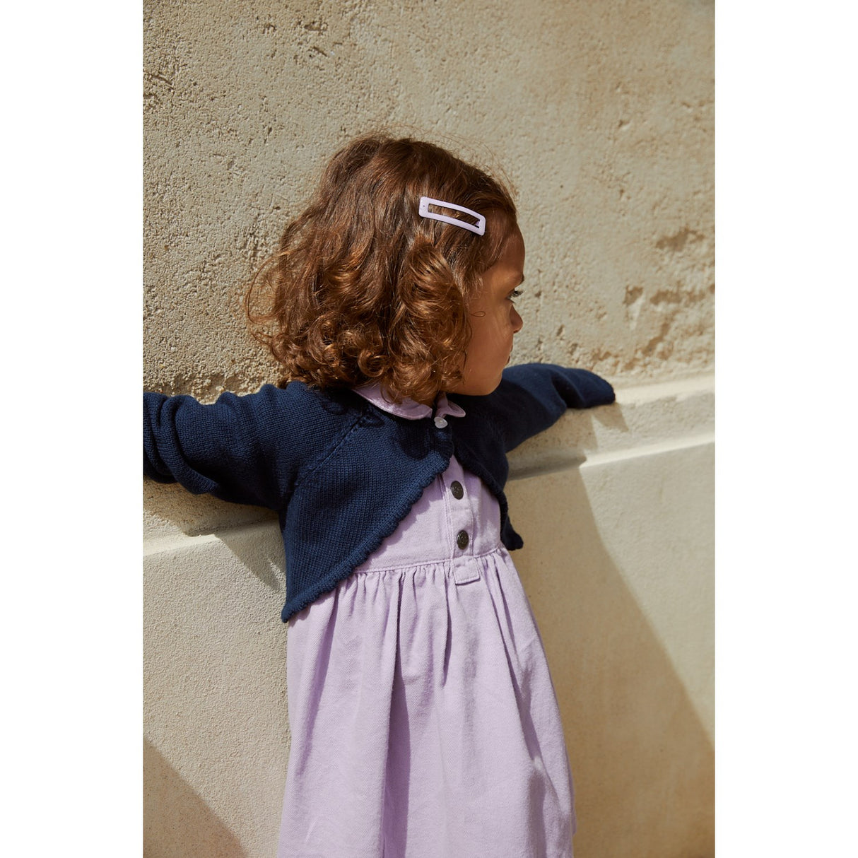 COPENHAGEN COLORS Navy Lt. Strikket bolero m. hjerteknapp