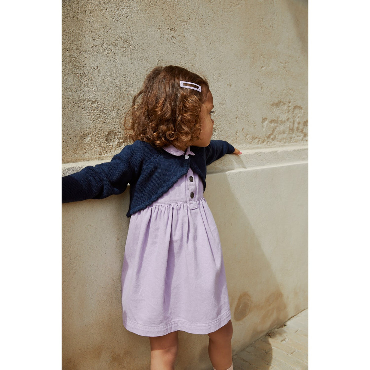 COPENHAGEN COLORS Navy Lt. Strikket bolero m. hjerteknapp