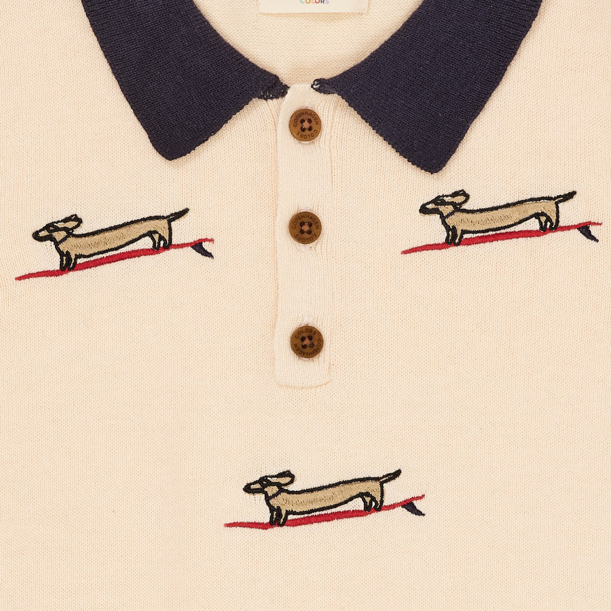COPENHAGEN COLORS Krem/marineblå kam. Polo m. Broderi