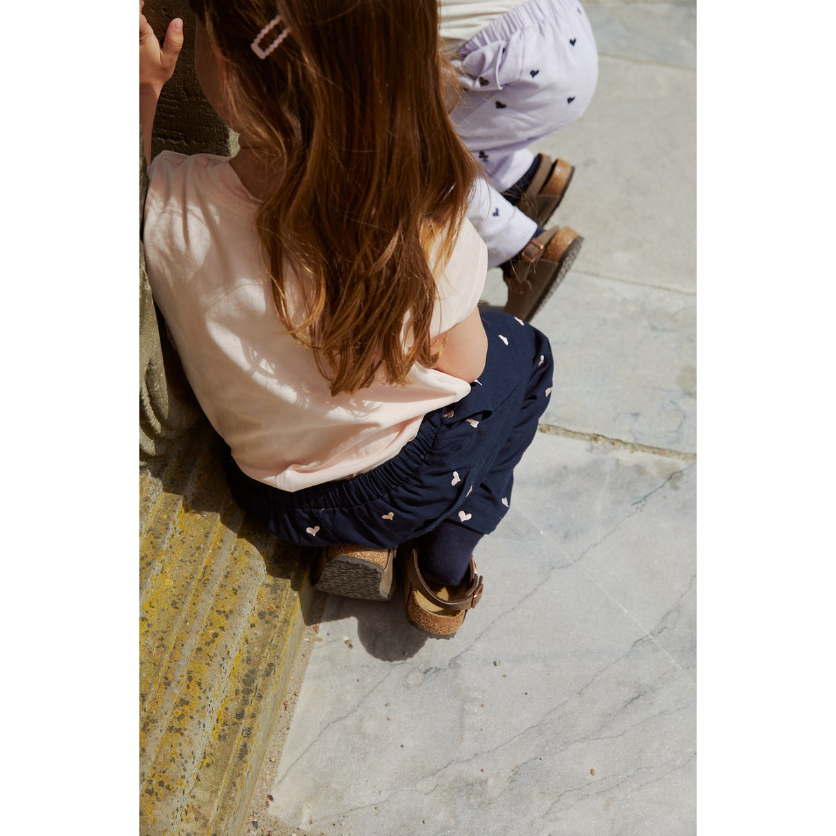 COPENHAGEN COLORS Navy W. Soft Pink Hearts Twill Heart Bukser