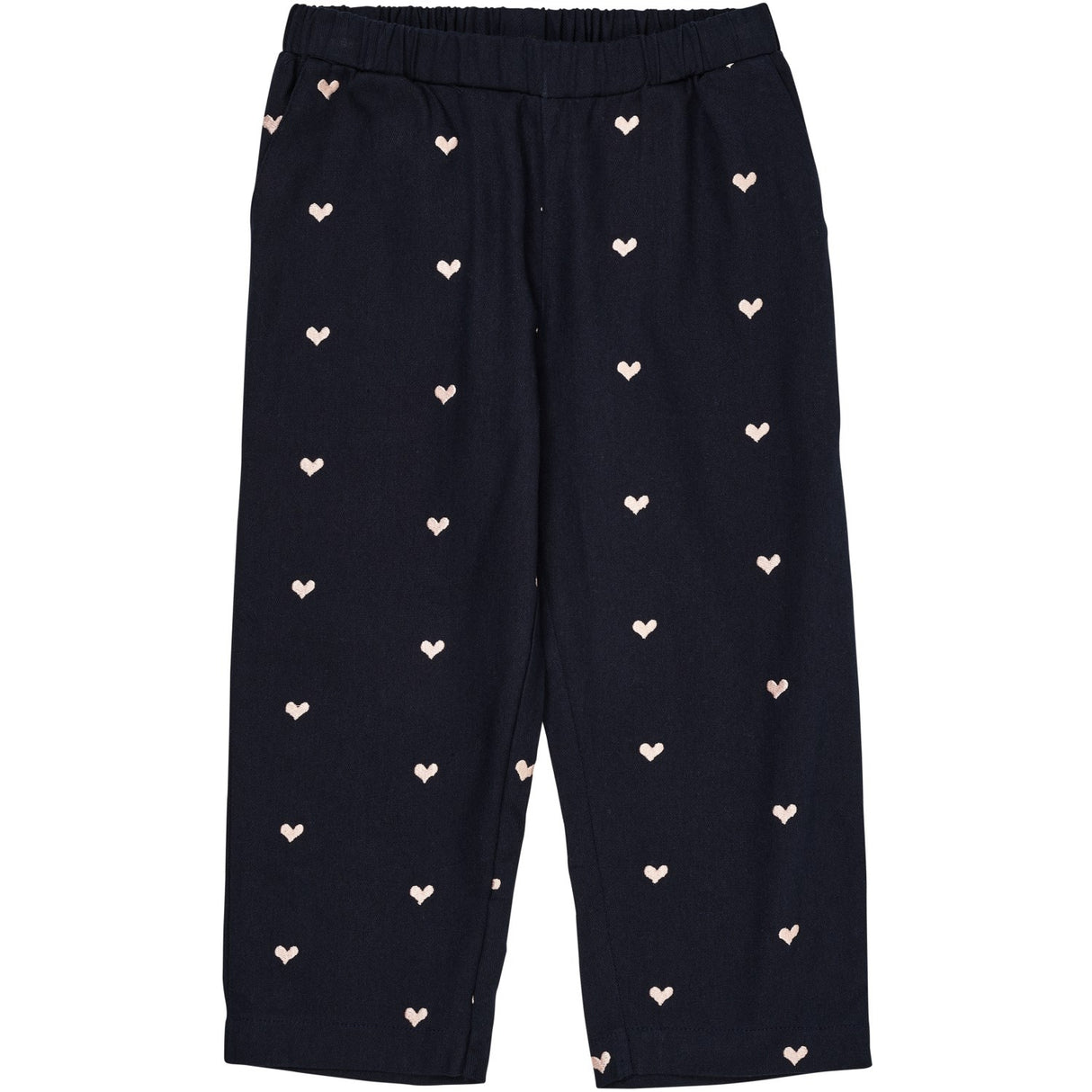 COPENHAGEN COLORS Navy W. Soft Pink Hearts Twill Heart Bukser