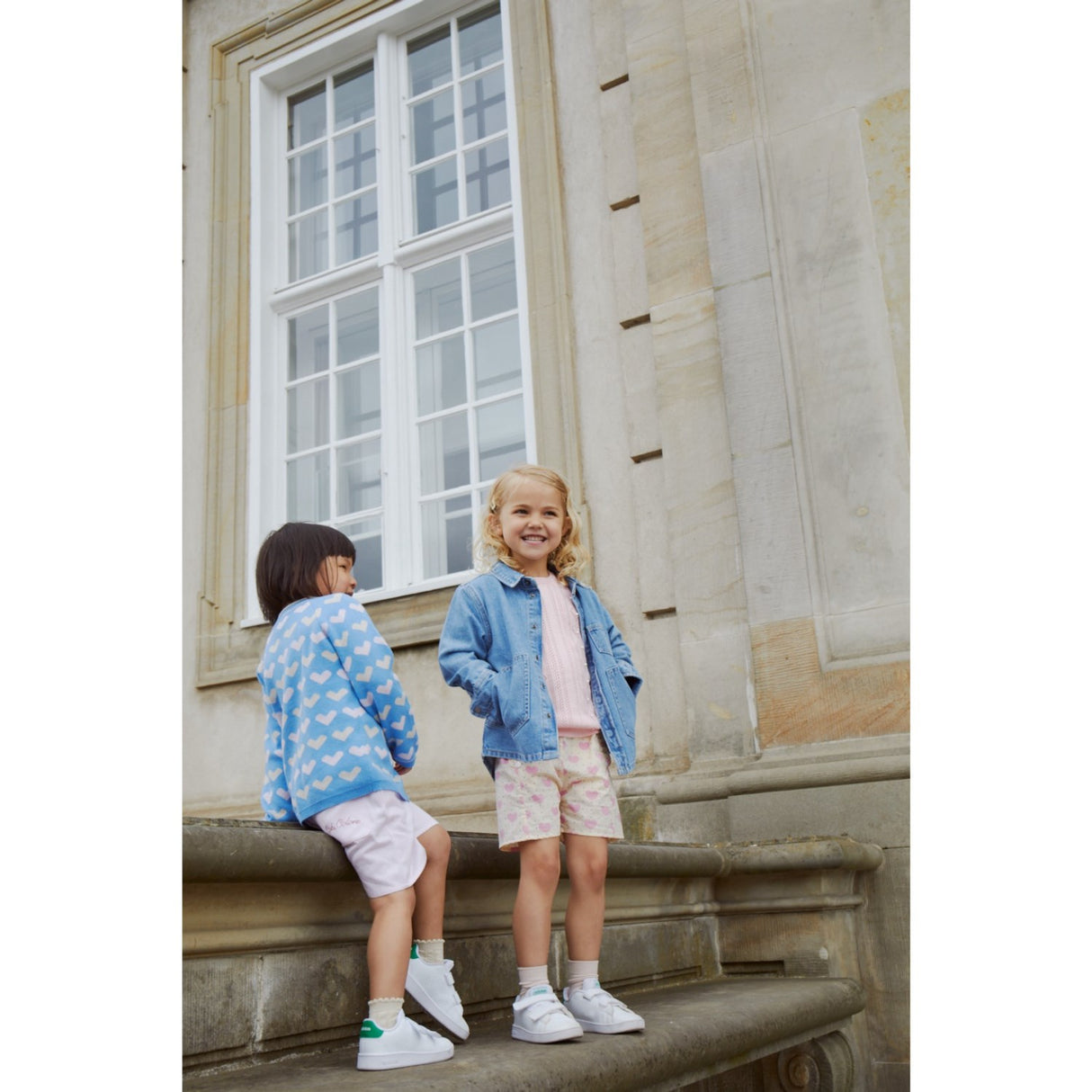 COPENHAGEN COLORS Sky Blue Comb. Strikket Heart Cardigan