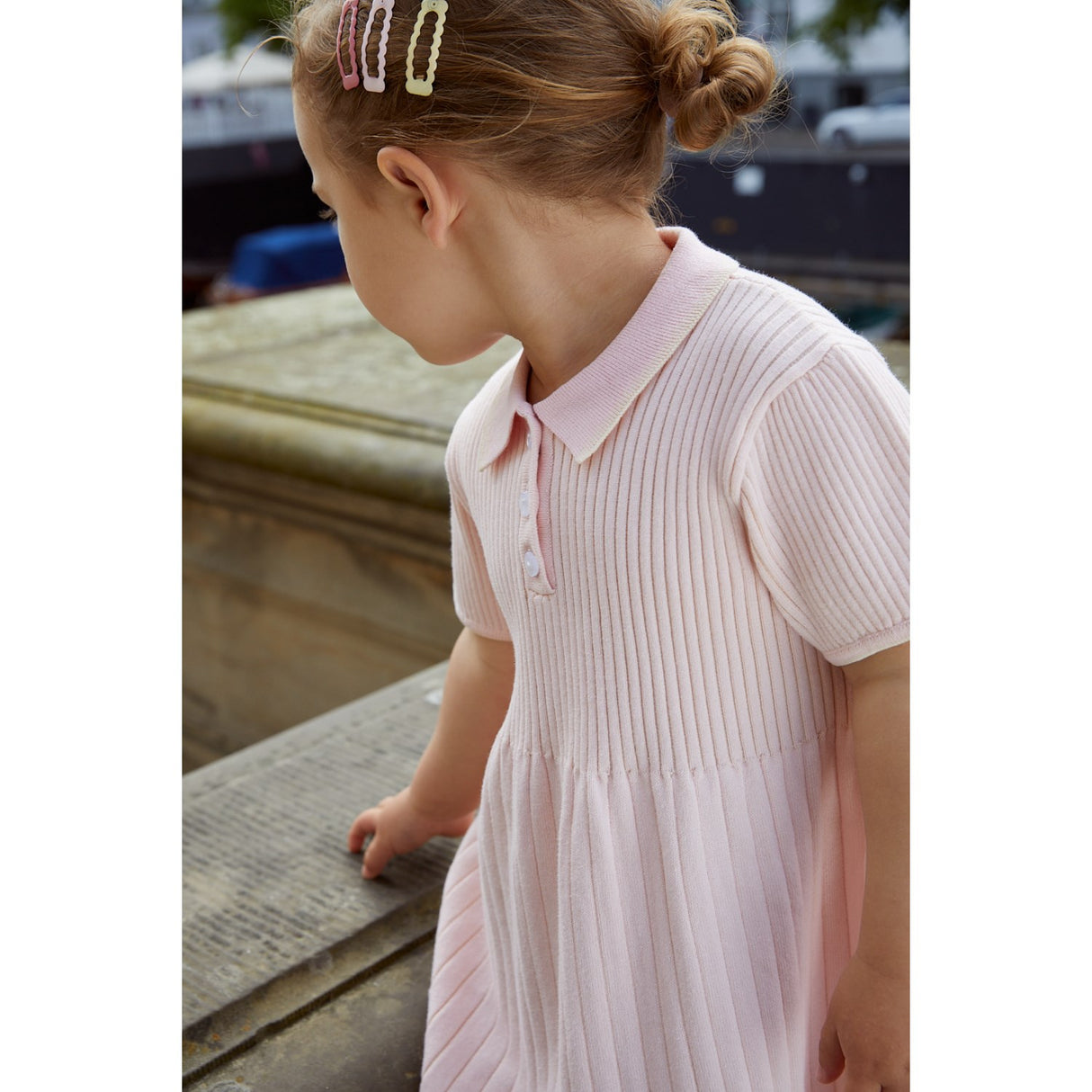 COPENHAGEN COLORS Ballerinasko/Cream Comb. Rib Polo Strikket kjole