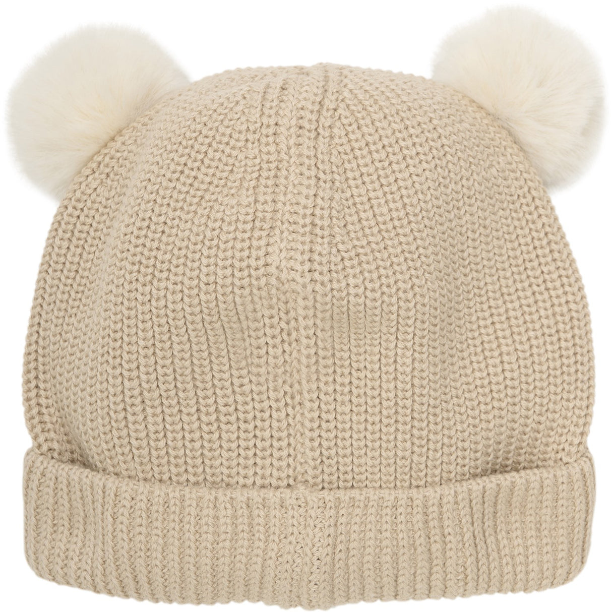 Huttelihut Irish Cream Lue Strikk m. Pompoms