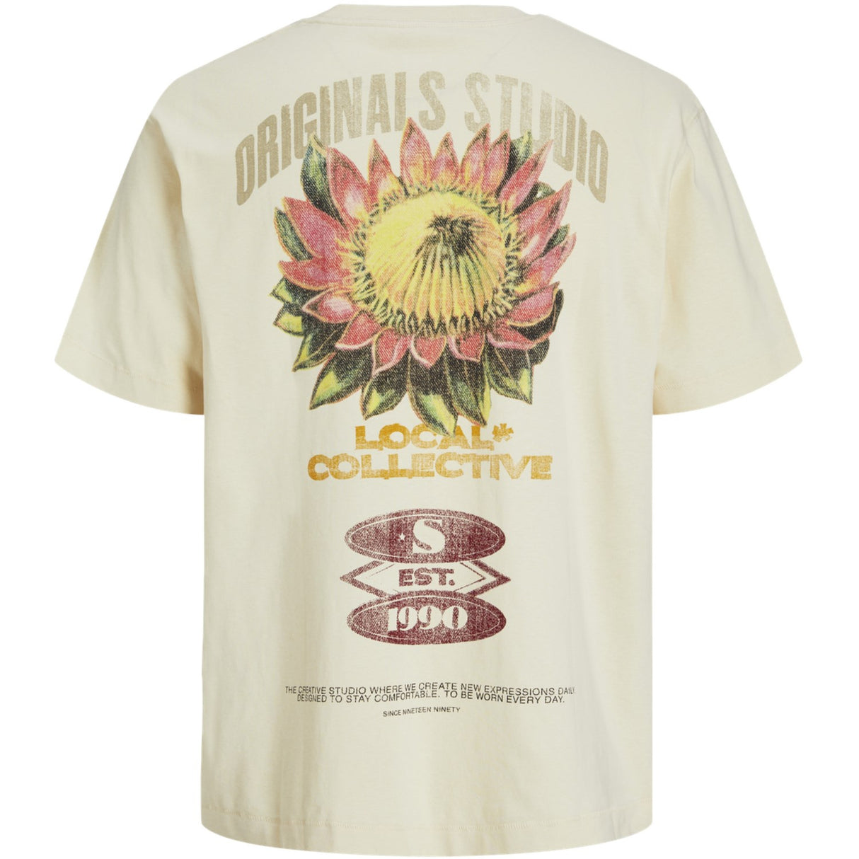 Jack & Jones Junior Antique White Retiro Back T-Shirt Crew Neck