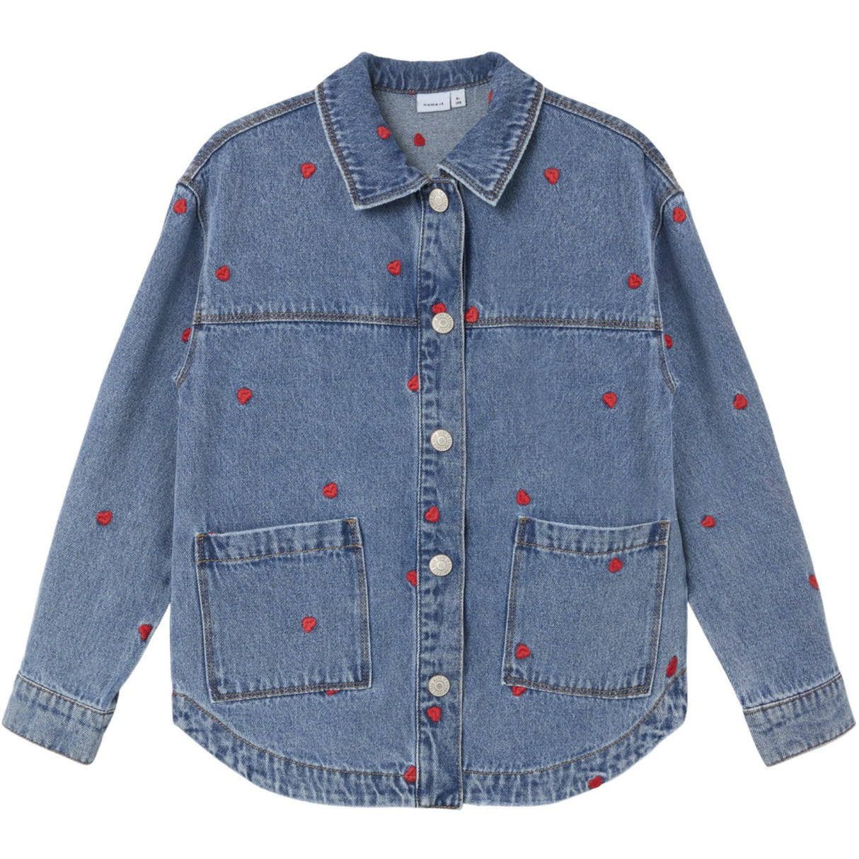 Name It Medium Blue Denim Heart Mandy Denim Embroidery Jakke