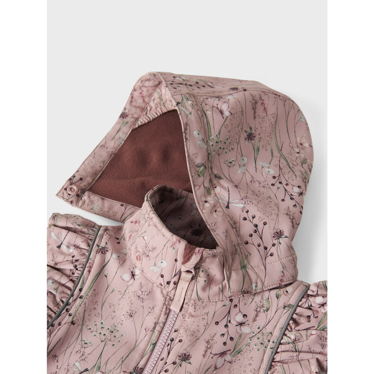 Name It Pale Mauve Flower Meadow Alfa08 Softshell Drakt Frill Fo