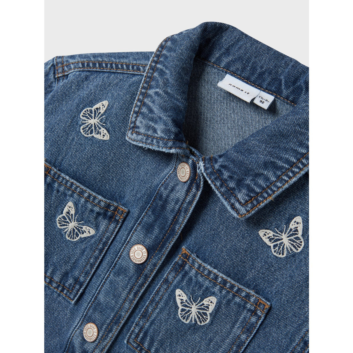 Name It Medium Blue Denim Butterfly Nina Embroidery Denim Jakke