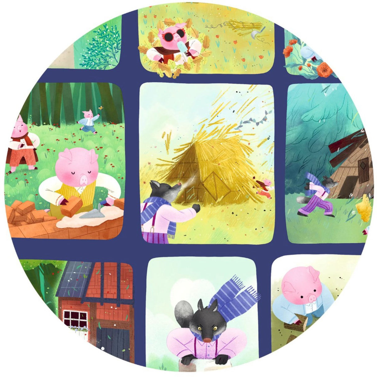 Djeco Story-Puslespill, De 3 Små Grisene - 35 Brikker