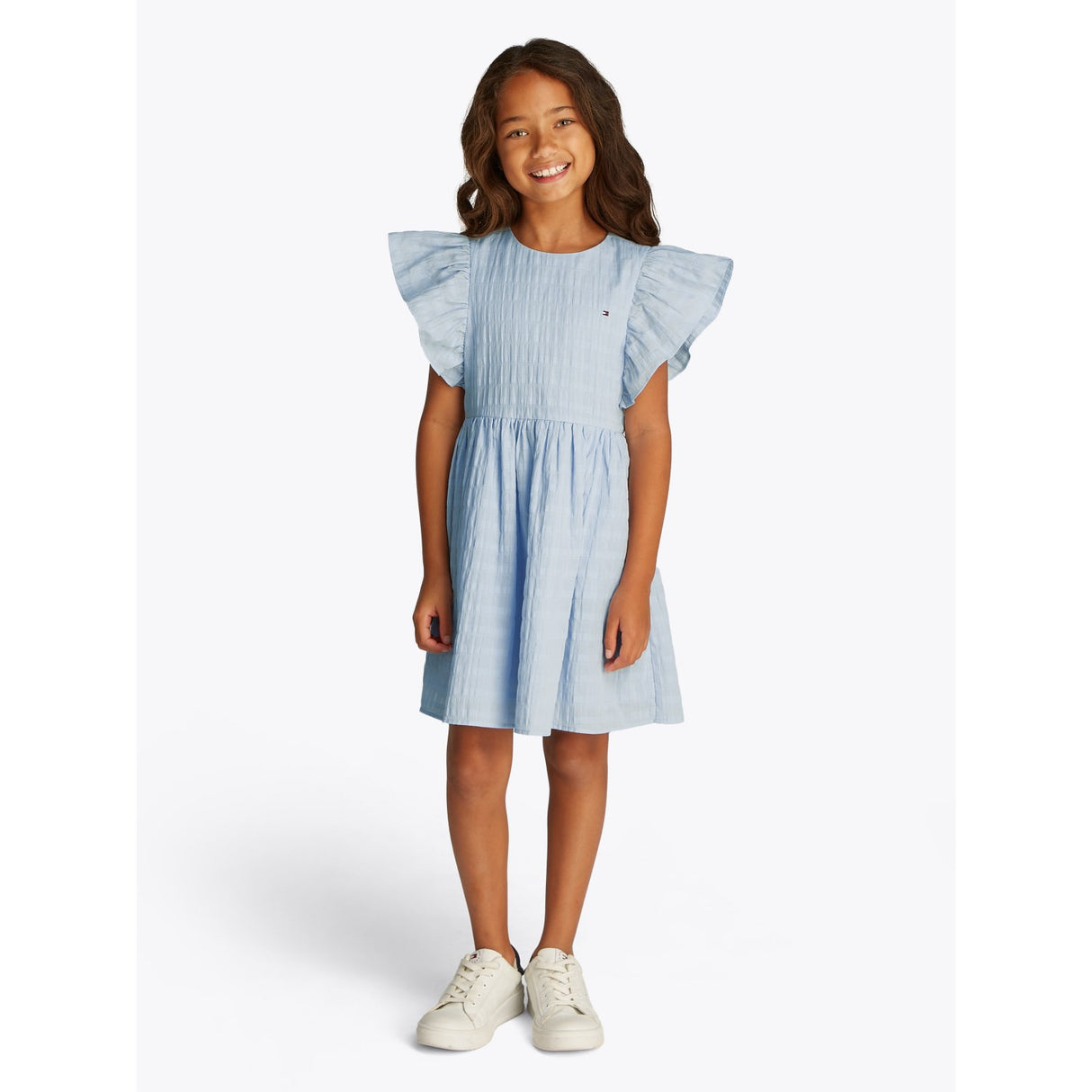 Tommy Hilfiger Breezy Blue Textured Bomull Kjole SS