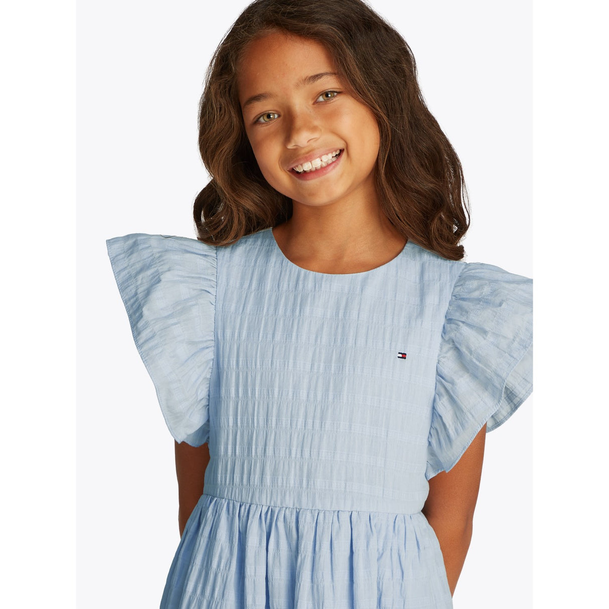 Tommy Hilfiger Breezy Blue Textured Bomull Kjole SS