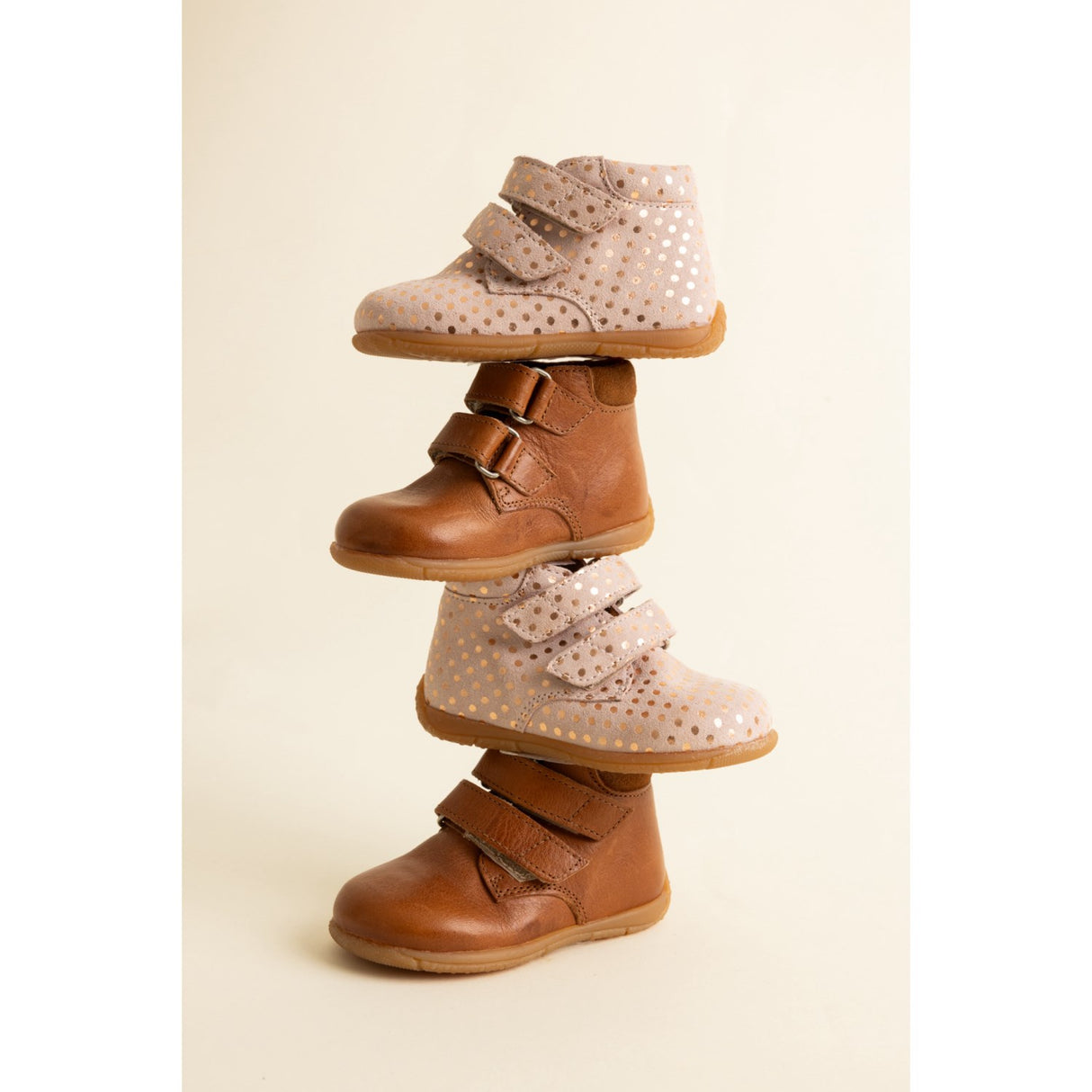 Angulus Rose Copper Dots Barnets Første Sko