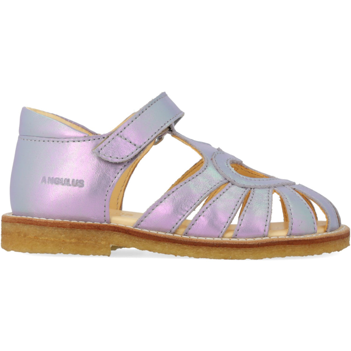 Angulus Iridescent Lilac Shine Hjertesandal Med Borrelåslukning