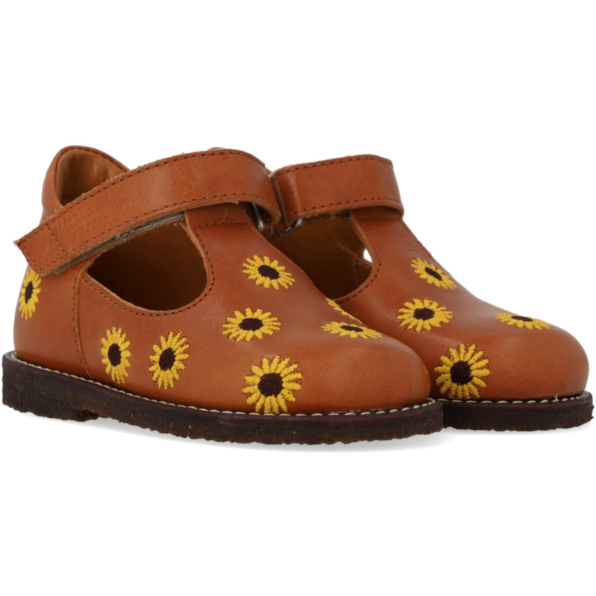 Angulus Cognac Klassisk Begynner Tullesko Med Solsikkebroderi