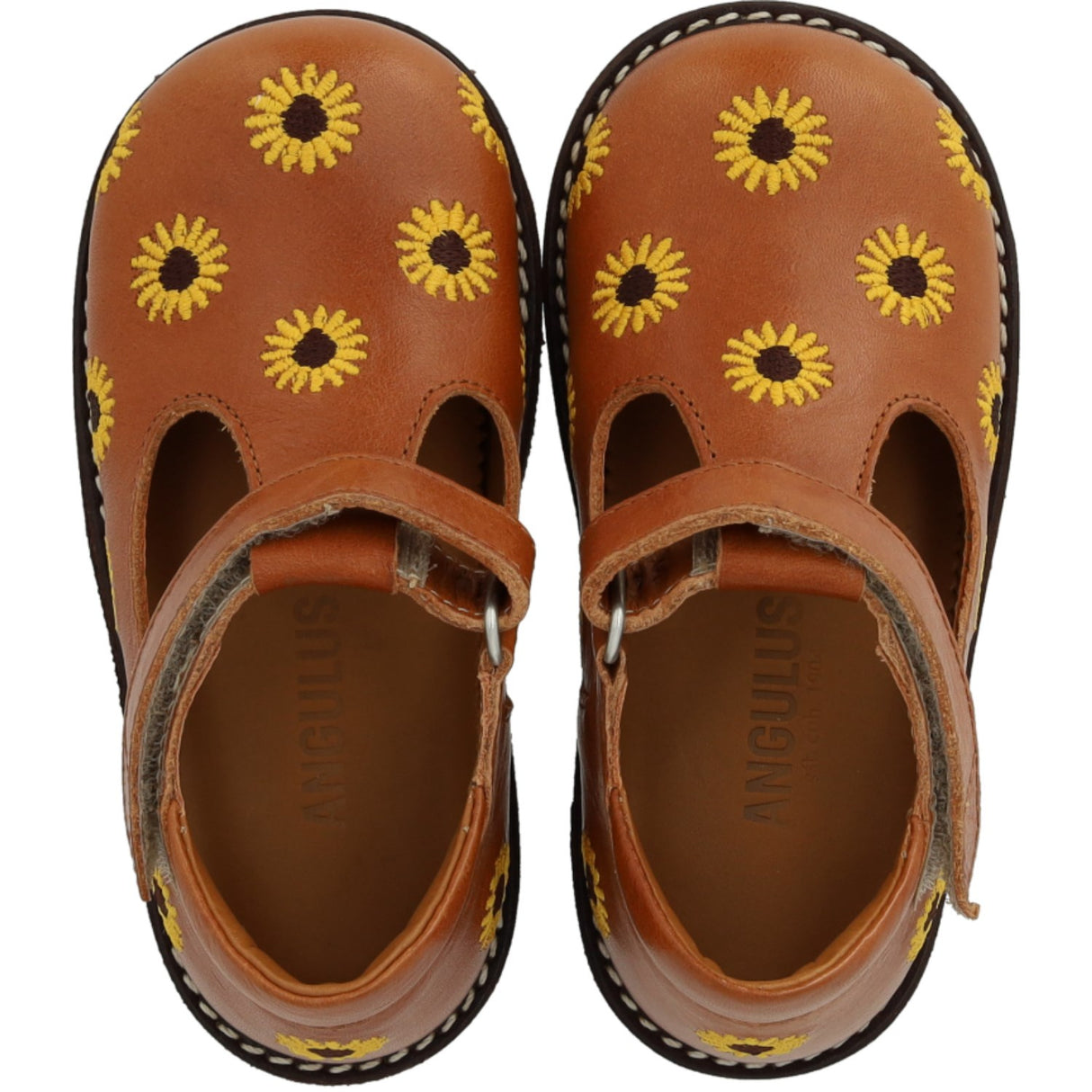 Angulus Cognac Klassisk Begynner Tullesko Med Solsikkebroderi