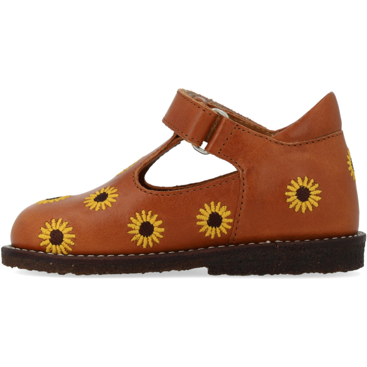 Angulus Cognac Klassisk Begynner Tullesko Med Solsikkebroderi