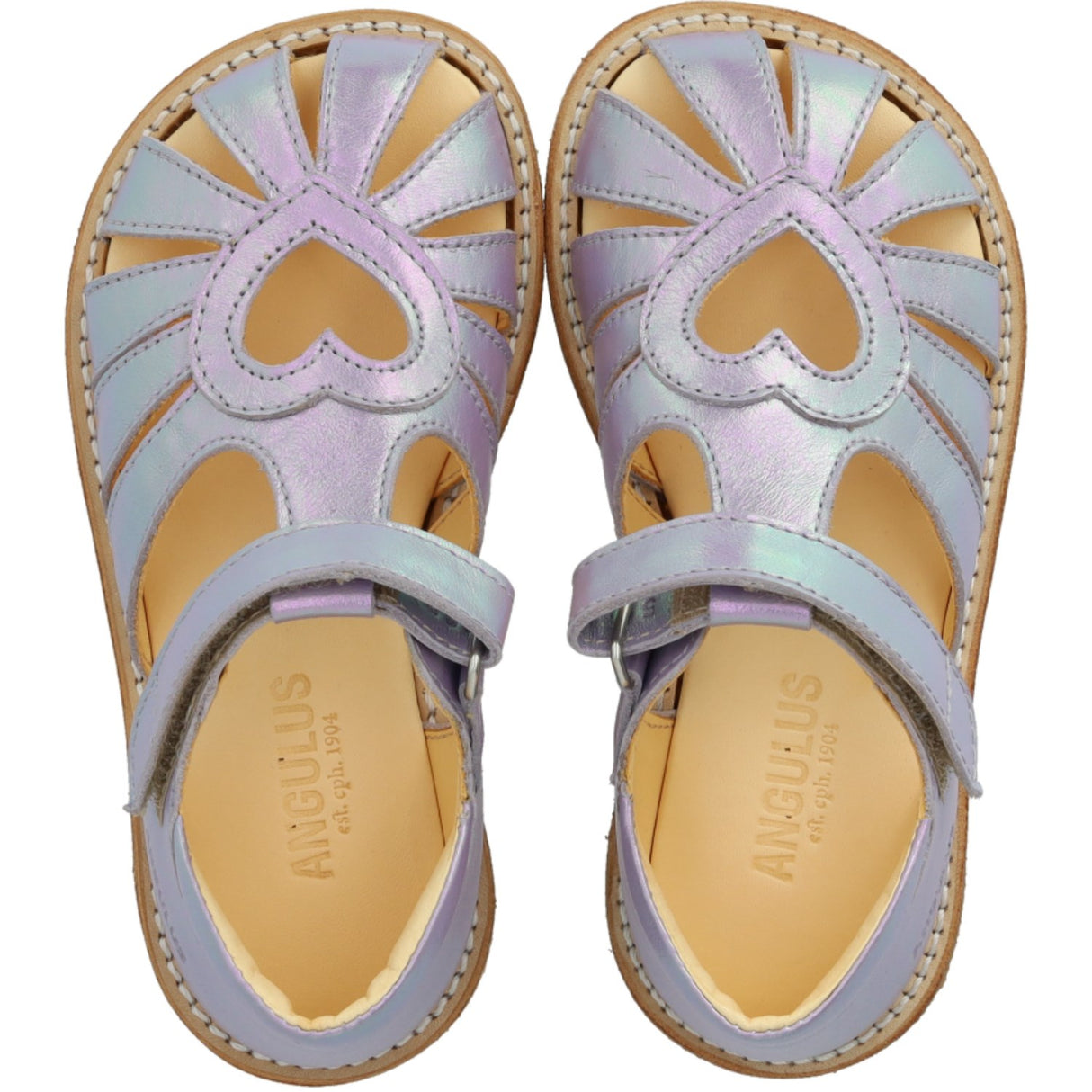 Angulus Iridescent Lilac Shine Hjertesandal Med Borrelåslukning