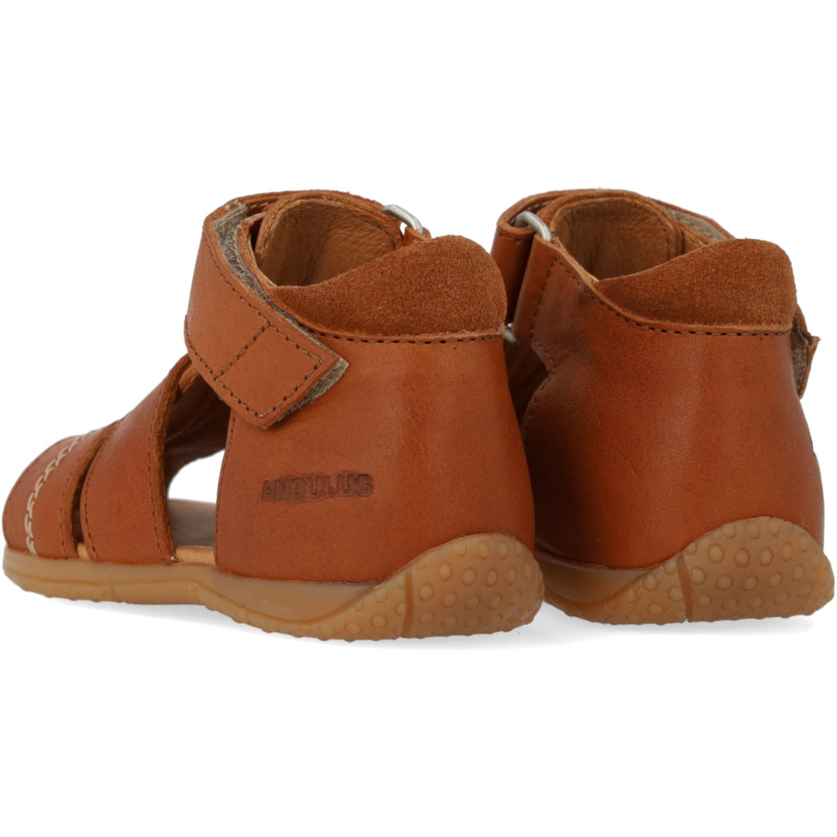 Angulus Cognac Barnets Første Sandal Med Kontraststikninger