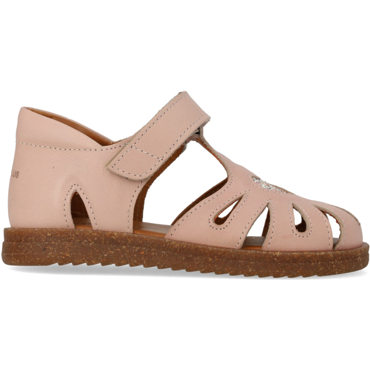 Angulus Rosebud/Rosebud Glitter Skinn Hjerte Sandal med Glitrende Glitter Hjerte
