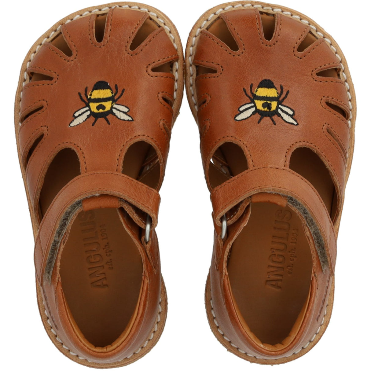 Angulus Cognac Begynner Sandal Med Bi Broderi