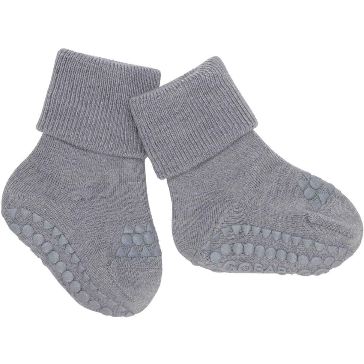 Gobabygo Grey Melange Non-Slip Strømper I Merino Ull