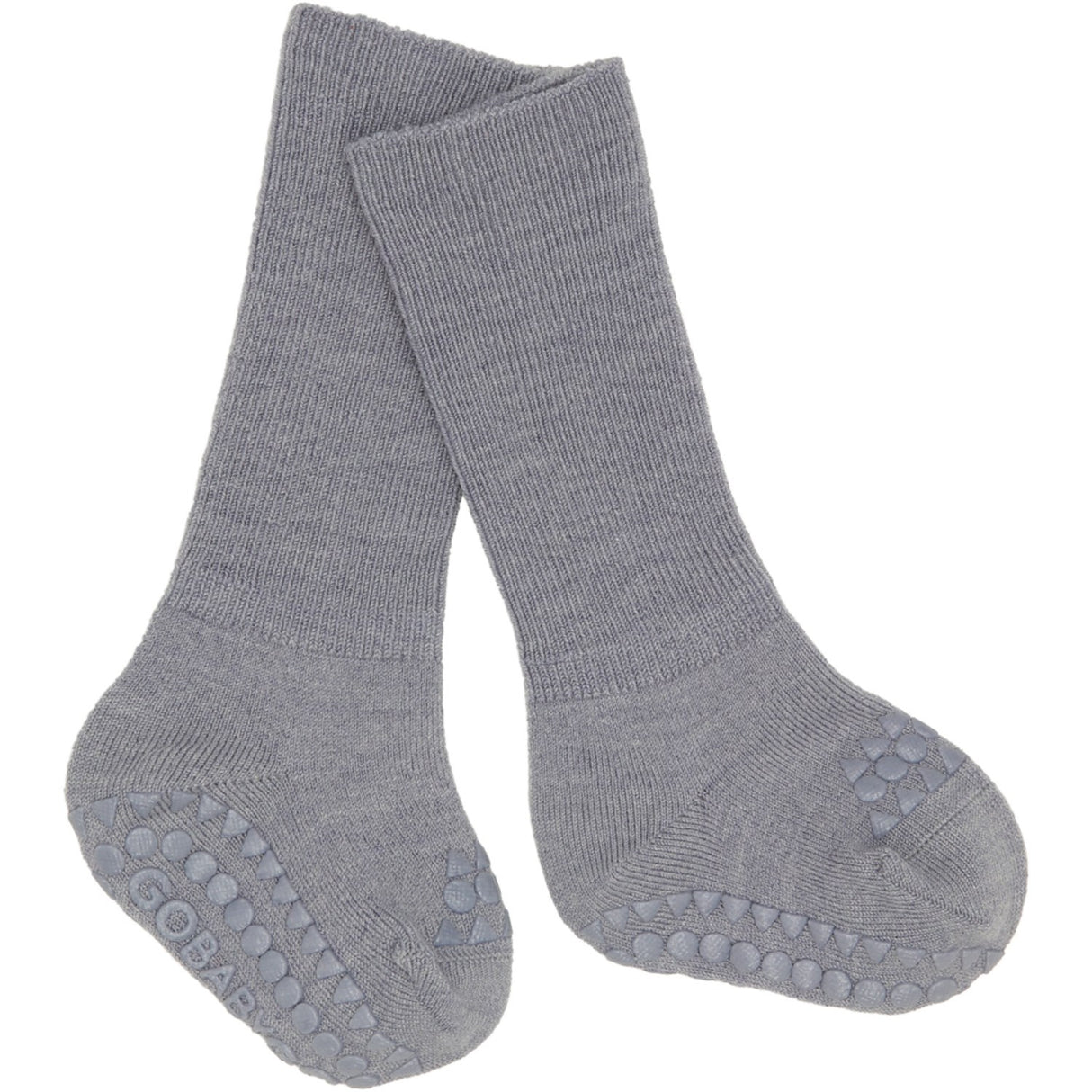 Gobabygo Grey Melange Non-Slip Strømper I Merino Ull