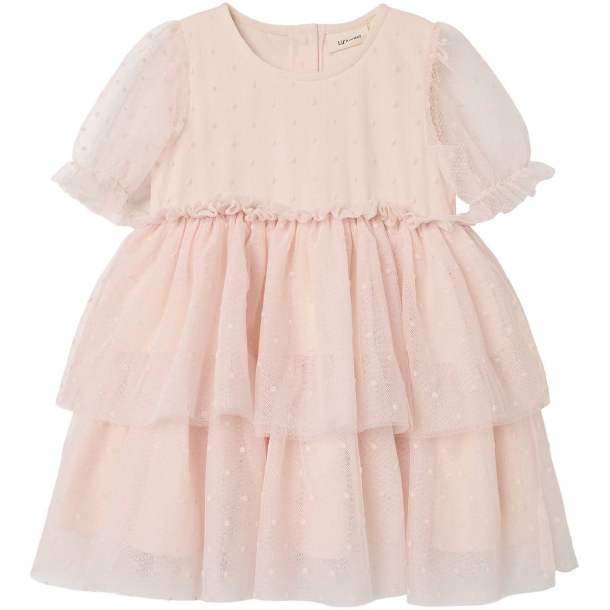 Lil'Atelier Peach Blush Frilla Loose Tyll Kjole