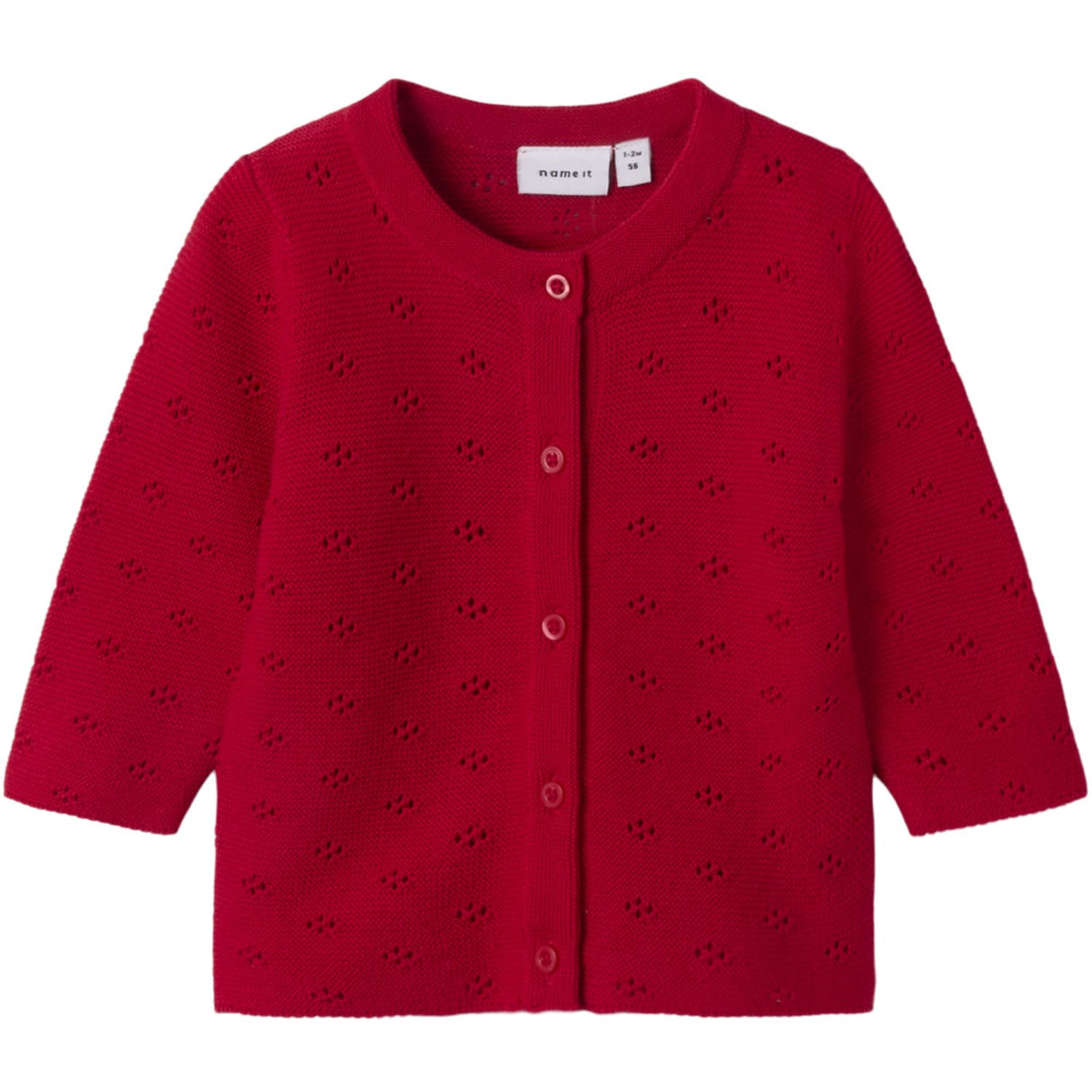 Name It Lipstick Red Fie Strikk Cardigan