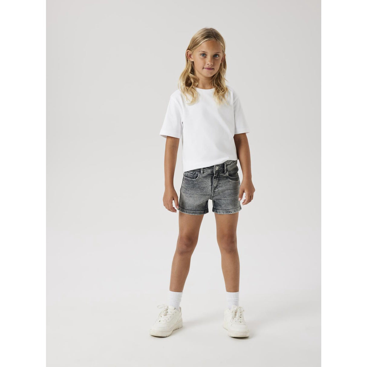 Name It Light Grey Denim Salli Slim Denim Shorts Noos