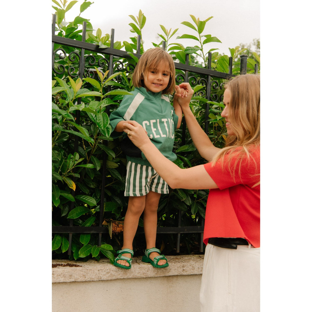 Bisgaard Emerald Green Stripes Trine Kjær X Addie Sandal