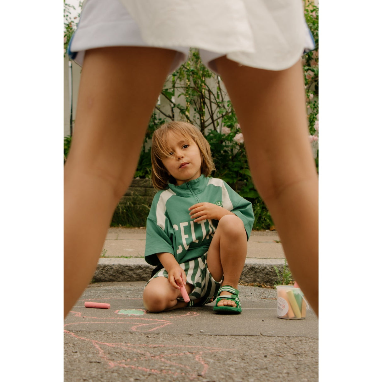 Bisgaard Emerald Green Stripes Trine Kjær X Addie Sandal