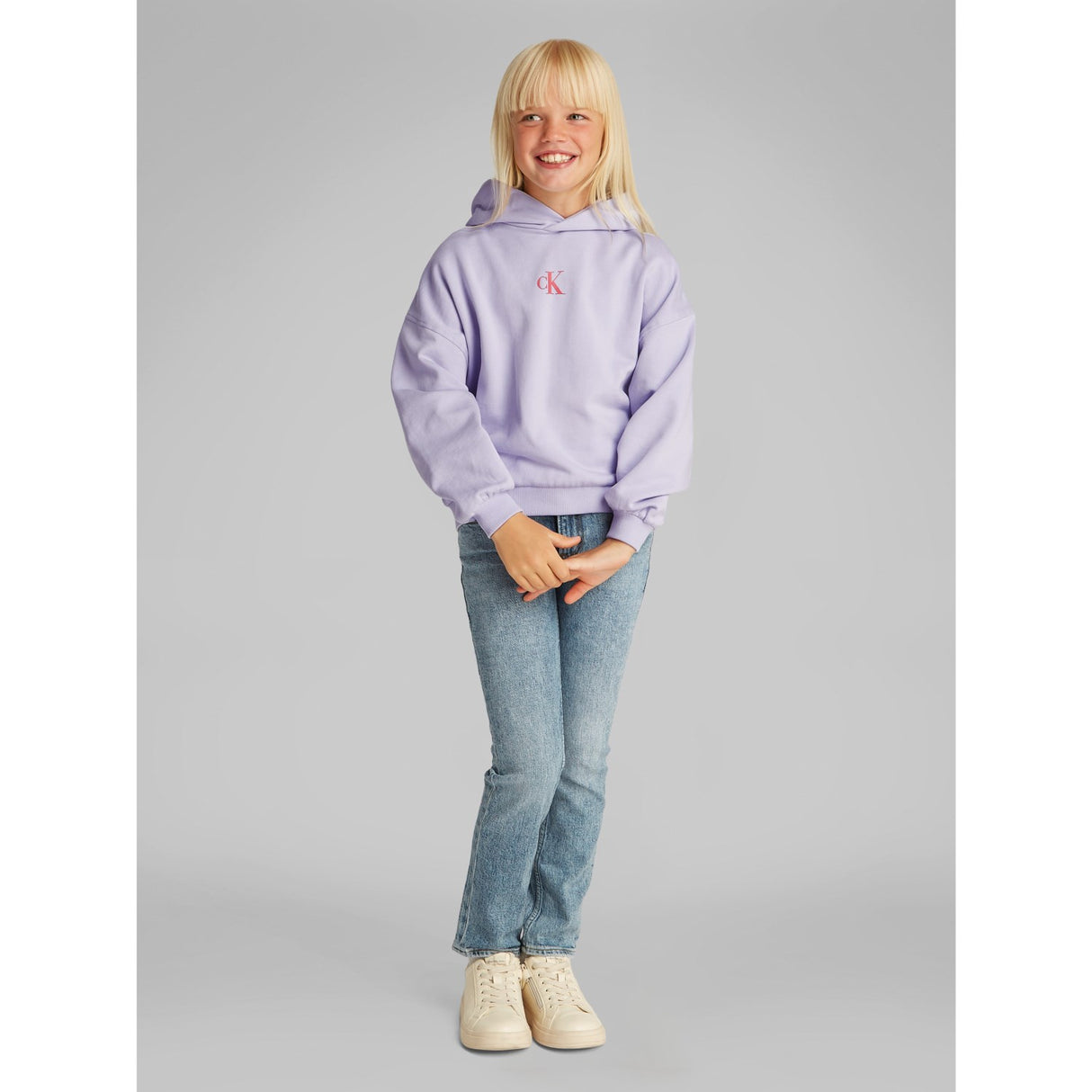 Calvin Klein Purple Heather Flower Back Graphic Hettegenser