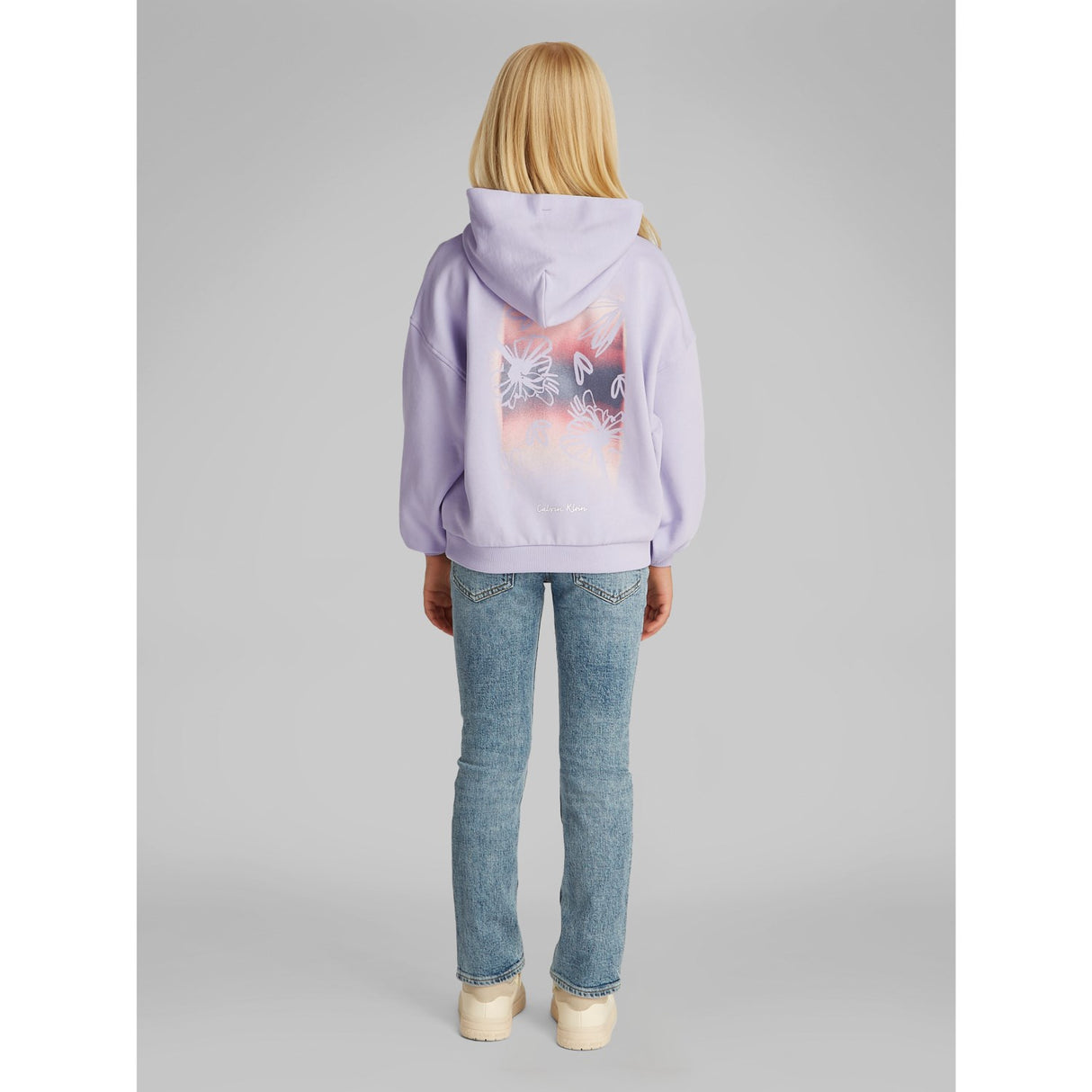 Calvin Klein Purple Heather Flower Back Graphic Hettegenser