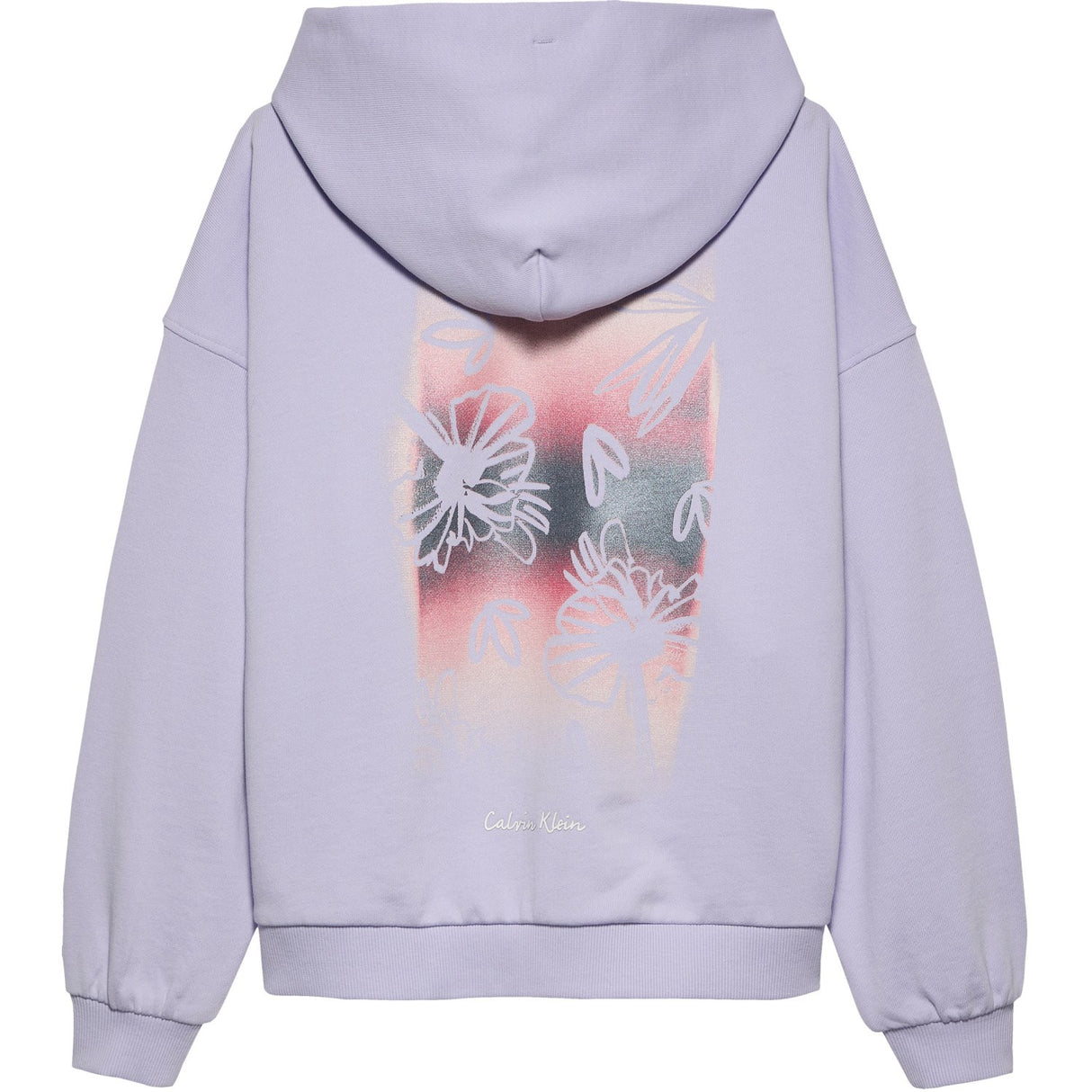 Calvin Klein Purple Heather Flower Back Graphic Hettegenser