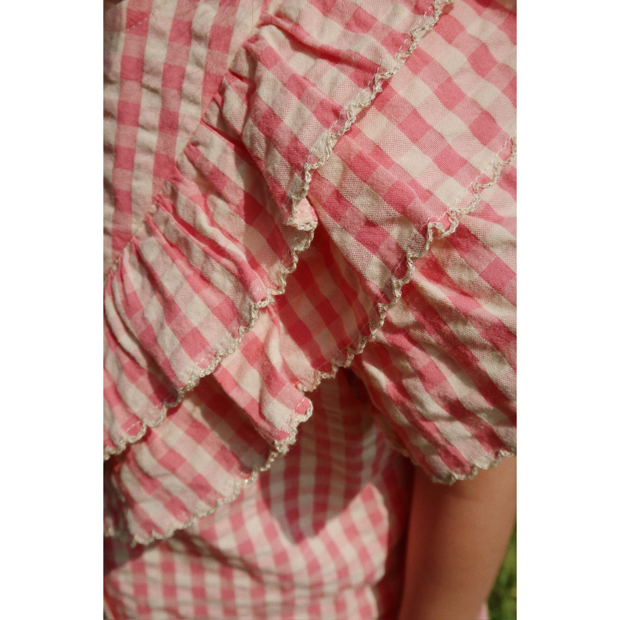 Konges Sløjd Flamingo Plume Check Kim Frill Ss Skjorte Gots