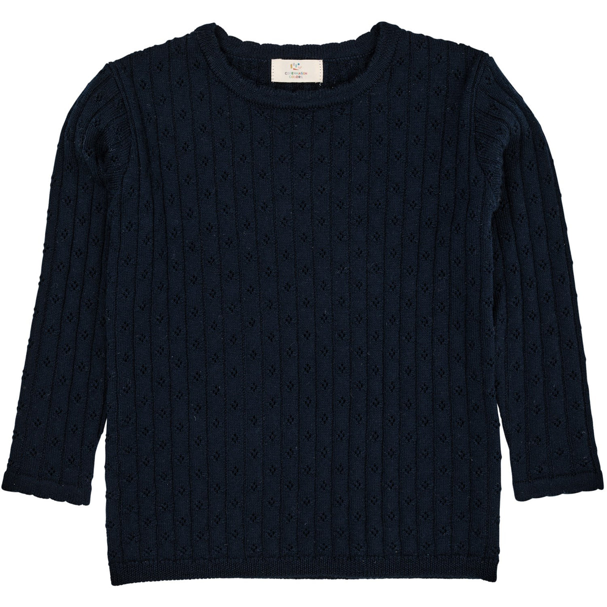 COPENHAGEN COLORS Navy Merino Classic Pointelle Bluse