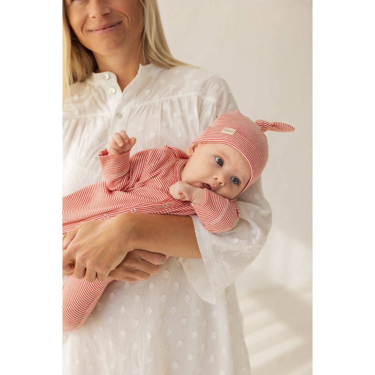 MarMar New Born Modal Fine Rib Red Stripe Aiki Lue