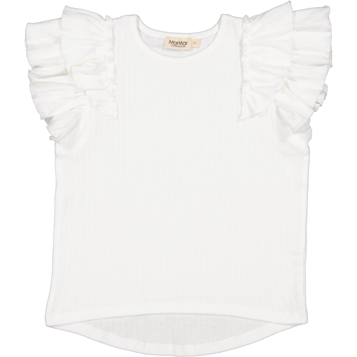MarMar Modal Pointelle Gentle White Tavora Frill T-Skjorte